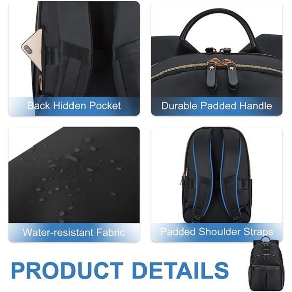 Laptop Backpack for Women fits 15.6'' Computer Backpack with USB Charging Port - Picture 6 of 6